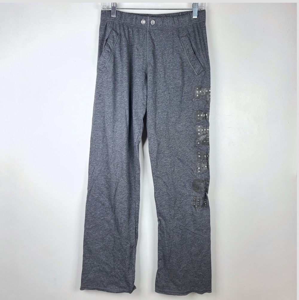 Vtg Y2K 2000 VS Pink 1986 University Gray Rhinestone Loungepants Sweatpants XS - Picture 2 of 16